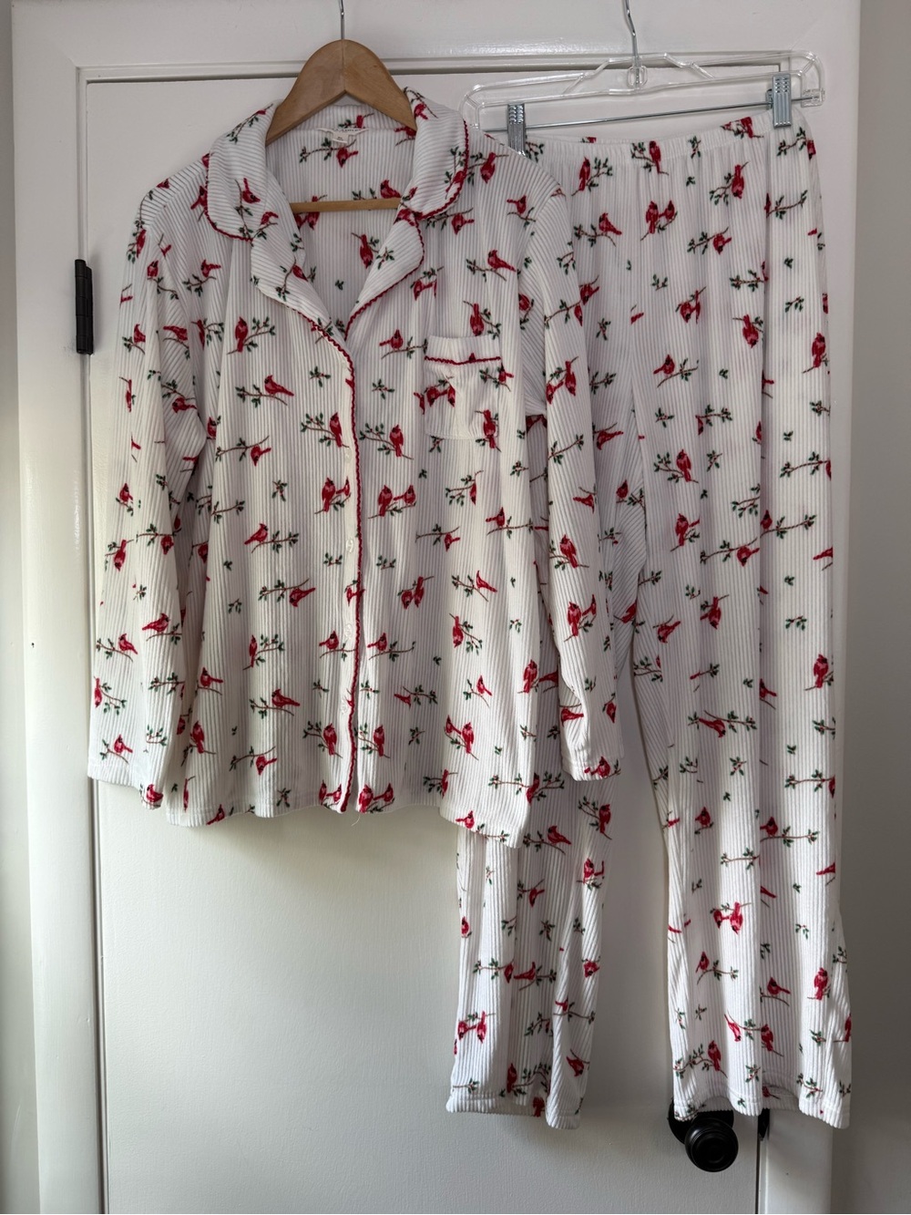 🆕 Laura Ashley Winter Cardinal Ribbed Pajama Set Soft Girl Cozy Cabincore Hygge